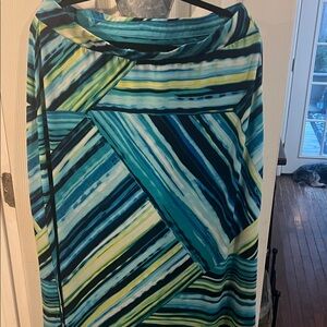 Striped Blue and Green Midi Skirt